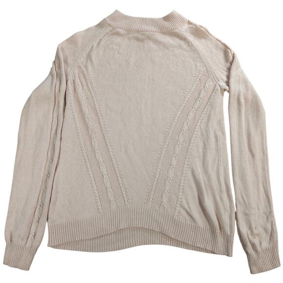 Nanette Lepore 100% Cashmere Sweater L Beige 2 Ply Cable Knit Pullover Women - Picture 1 of 11